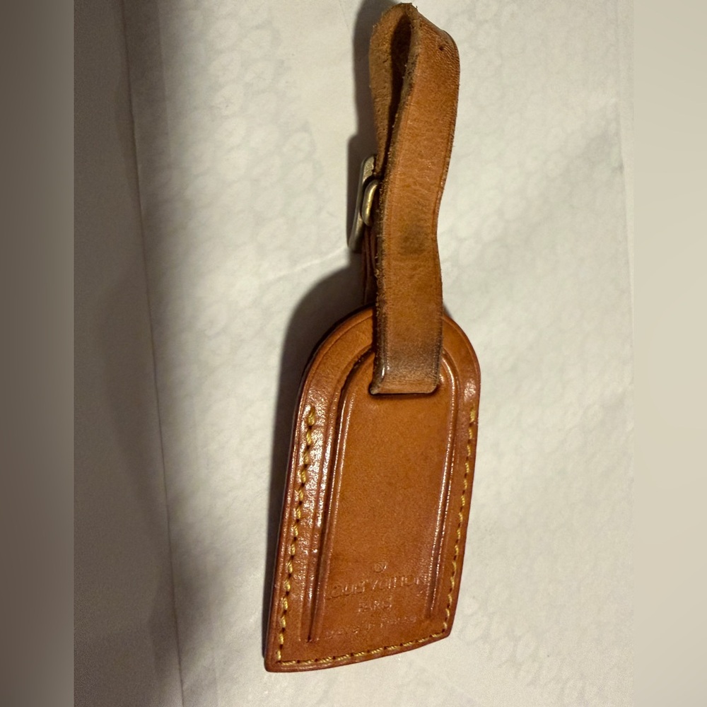 Louis Vuitton Luggage Tag Vintage‎ Retro Leather Made in Paris France Vachetta